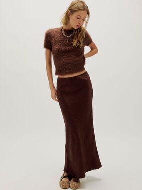 NWT STILL IN PACKAGE Free people Alexandra Crushed Satin Maxi Skirt Set